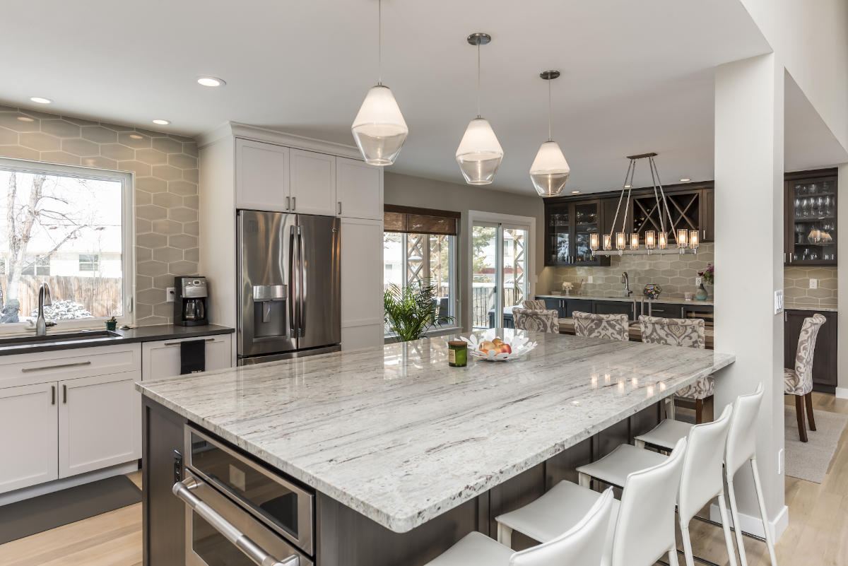 Sophistication: full custom kitchen and dining
